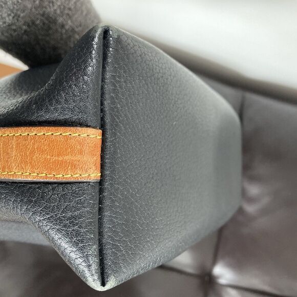 Dooney & Bourke Black Pebbled Leather Purse with Shoulder Strap & Brown Trim - Picture 11 of 11